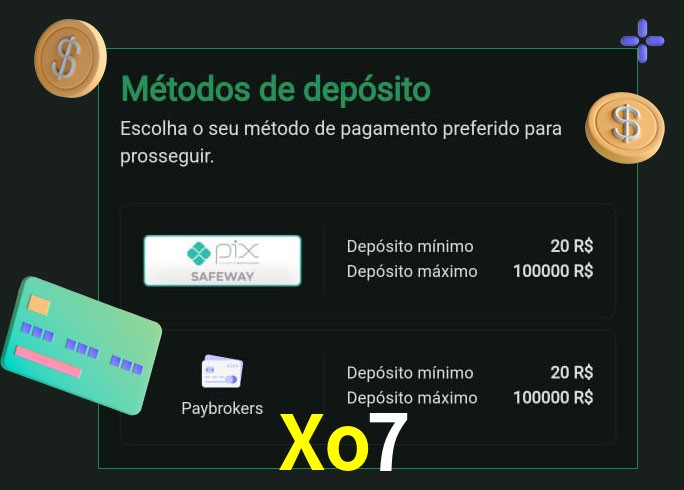 O cassino Xo7 oferece uma grande variedade de métodos de pagamento